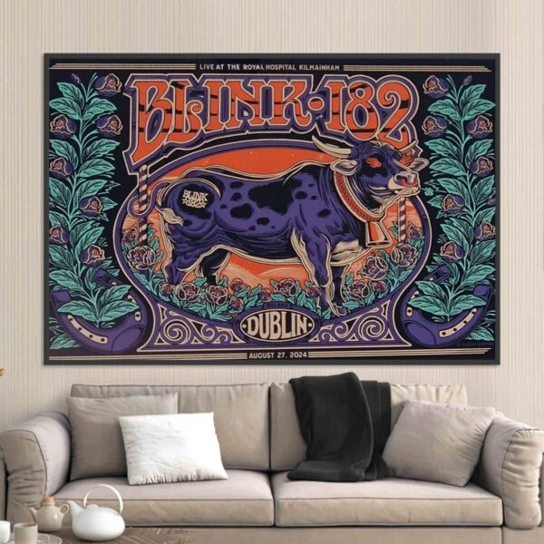 Blink-182 Dublin Ireland Tour 2024 Live At The Royal Hospital Kilmainham August 27th 2024 Home Decor Poster Canvas