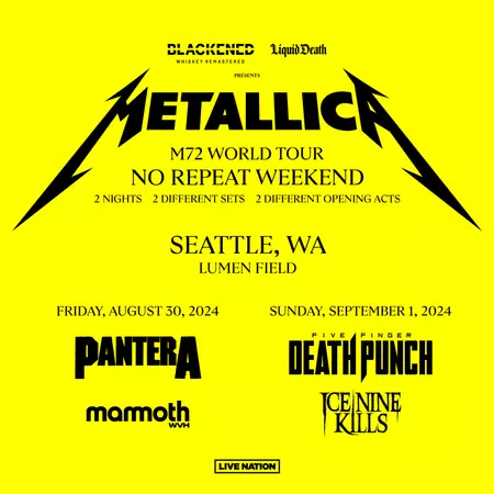 Metallica M72 North America Tour 2024 World Tour M72 Seattle Washington US