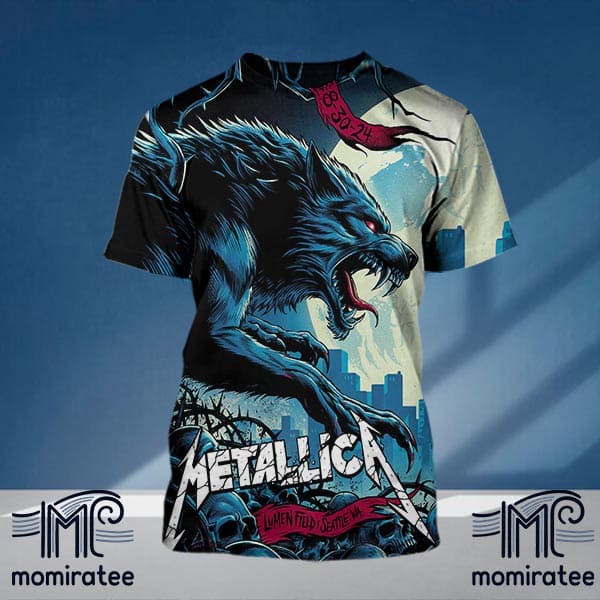 Metallica World Tour M72 Seattle The Wolf Poster At Lumen Field Seattle WA August 30th The Final US No Repeat Weekend Of 2024 All Over Print Shirt