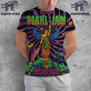 Pearl Jam Indianapolis With Glen Hansard Dark Matter Show Event Poster At Ruoff Music Center Noblesville Indianapolis Indiana August 26th 2024 All Over Print Shirt