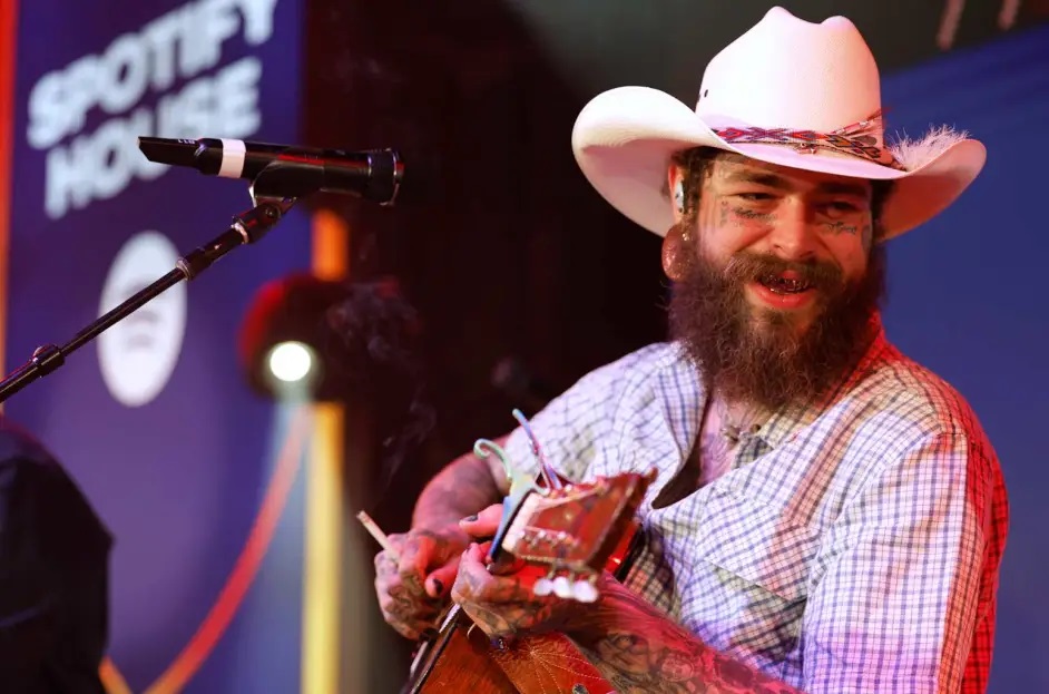 Post Malone performs onstage at Spotify House during CMA Fest 2024 Day 1 at Ole Red on June 6, 2024 in Nashville, Tennessee