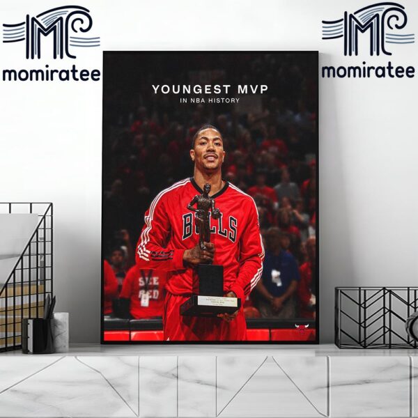 Chicago Bulls Derrick Rose Youngest MVP In NBA History Home Decor Poster Canvas