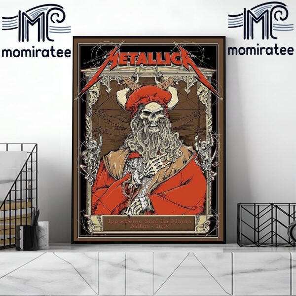 Metallica M72 World Tour In I-Days Milano Coca-Cola at Ippodromo Snai La Maura Milan Italy May 29th 2024 Limited Edition Home Decor Poster Canvas