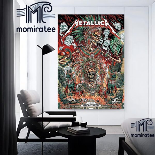 Metallica World Tour M72 CDMX For The Final No Repeat Weekend Of 2024 At Estadio GNP Seguro Mexico City Mexico September 27th 2024 Home Decor Poster Canvas