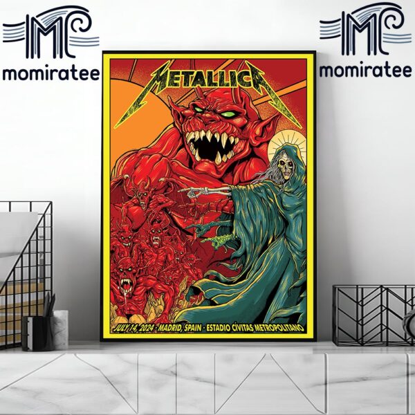 Metallica World Tour M72 Madrid Last Gig In Europe At Estadio Civitas Metropolitano Madrid Spain July 14th 2024 Home Decor Poster Canvas