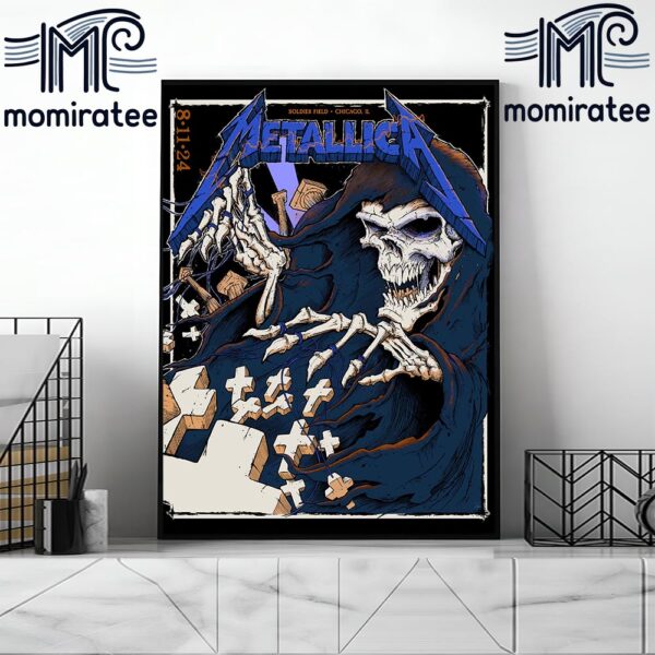 Metallica World Tour M72 North American Tour 2024 Day 2 For M72 Chicago At Soldier Field Chicago IL August 11st 2024 Home Decor Poster Canvas