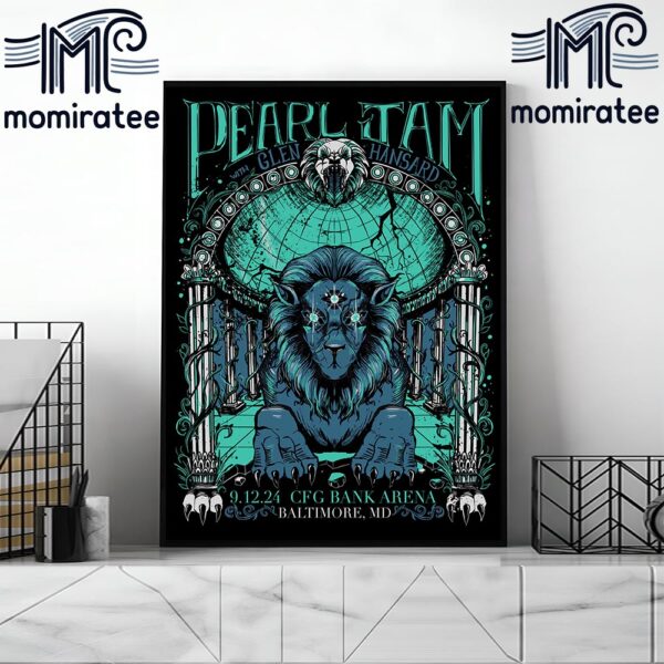 Pearl Jam Baltimore The Event Poster 2024 Dark Matter World Tour With Glen Hansard At CFG Bank Arena Baltimore MD September 12th 2024 Home Decor Poster Canvas