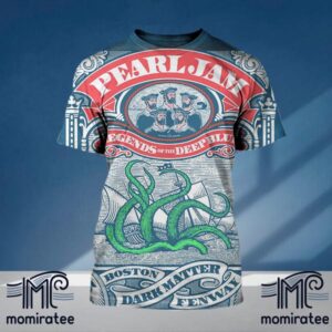 Pearl Jam Legends Of The Deepblue Event Poster Art By Ames Bros For Dark Matter World Tour 2024 At Fenway Park Boston MA September 15-17 2024 AOP Shirt