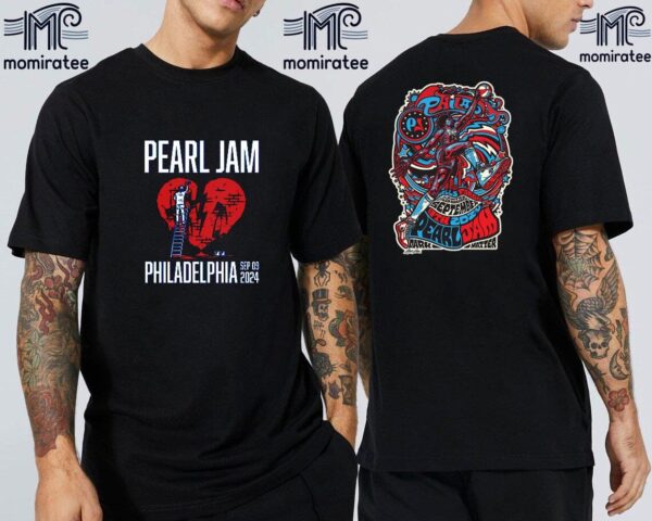 Pearl Jam Philadelphia Dark Matter World Tour 2024 With Glen Hansard Night 2 At Wells Fargo Center Philadelphia PA September 9th 2024 Two Sides T-Shirt