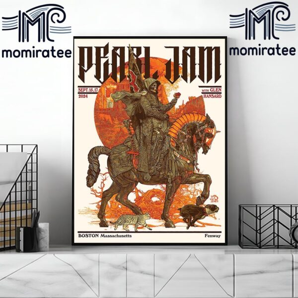 Pearl Jam The Skeleton Riding A Horse Event Poster Art By Krzysztof Domaradzki For Dark Matter World Tour 2024 At Fenway Park Boston MA September 15th And 17th 2024 Poster Canvas