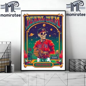 Pearl Jam With Glen Hansard The Skeleton Baseball Event Poster Art By Helen Kennedy For Dark Matter World Tour 2024 At Fenway Park Boston MA September 15th And 17th 2024 Home Decor Poster Canvas