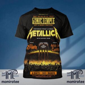 Sonic Temple Art And Music Festival May 2025 Performing By Metallica With Support From Rob Zombie And Alice In Chains At Historic Crew Stadium Columbus OH AOP Shirt