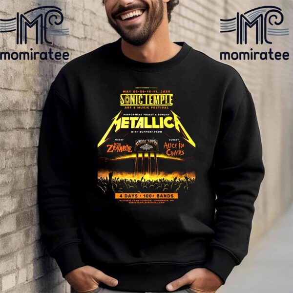 Sonic Temple Art And Music Festival May 2025 Performing By Metallica With Support From Rob Zombie And Alice In Chains At Historic Crew Stadium Columbus OH Unisex T-Shirt