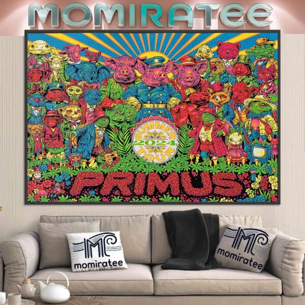 Sparkle Foil To 75 Primus Summer Tour 2024 Poster Sergeant Pepper And Fear And Loathing Hunter Thompson Fever Dream Home Decor Poster Canvas