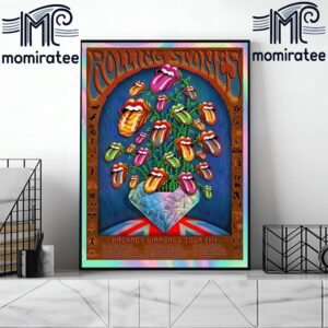 The Rolling Stones Official The 2024 Hackney Diamonds Tour Poster Rainbow Foil Edition Home Decor Poster Canvas