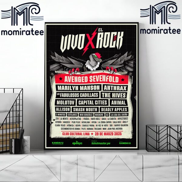 Vivo X El Rock 2025 Marilyn Manson Performace At Club Cultural Lima On March 29th 2025 Home Decor Poster Canvas