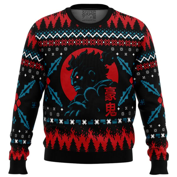 Akuma Street Fighter Gifts For Family Holiday Christmas Ugly Sweater