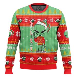 Alien Believe Best Holiday Christmas Ugly Sweater Gifts For Family