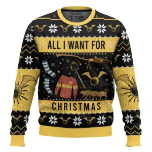 All I Want For Christmas Harry Potter Best Holiday Christmas Ugly Sweater Gifts For Family