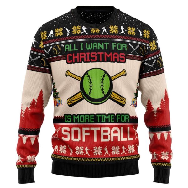 All I Want For Christmas Is More Time For Softball Christmas Best Holiday Christmas Ugly Sweater Gifts For Family