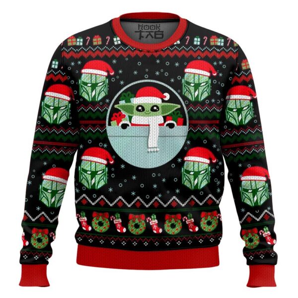 Baby Yoda And Mandalorian Star Wars Best Holiday Christmas Ugly Sweater Gifts For Family