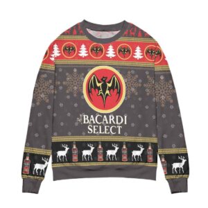 Bacardi Select Reindeer & Snowflake Pattern Gifts For Family Holiday Christmas Ugly Sweater