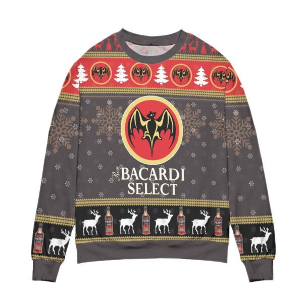 Bacardi Select Reindeer & Snowflake Pattern Gifts For Family Holiday Christmas Ugly Sweater