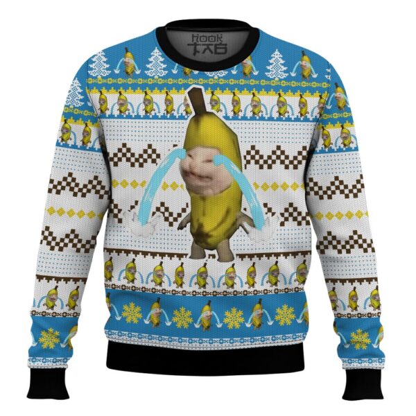 Banana Cat Crying Christmas Best Holiday Christmas Ugly Sweater Gifts For Family