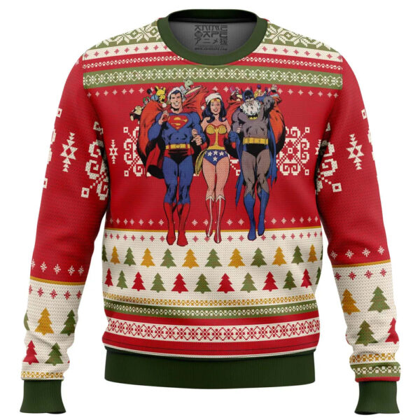 Batman superman Wonder woman Gifts For Family Holiday Christmas Ugly Sweater