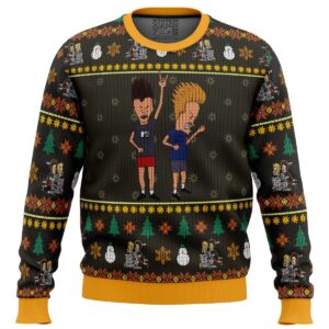 Beavis and Butthead Rock On Gifts For Family Holiday Christmas Ugly Sweater