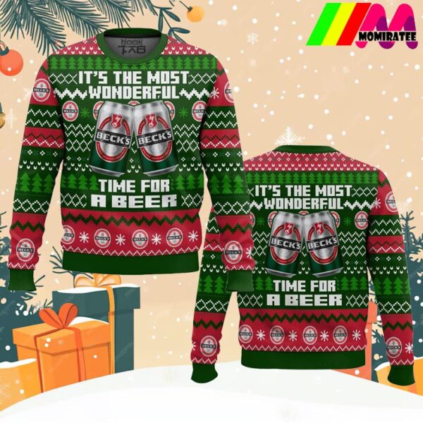 Beck’s Its The Most Wonderful Time For A Beer Christmas Ugly Sweater