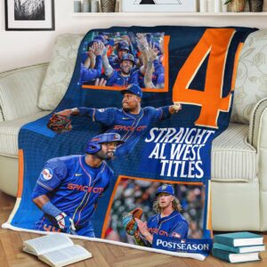 Houston Astros 4 Straight American League West Division Champions And Clinched MLB Postseason 2024 Fleece Blanket