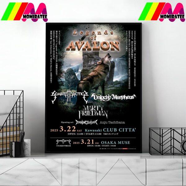 Legends Of Avalon With Special Guests Sonata Arctica Unlucky Morpheus And Marty Friedman To Japan In March 2025 Home Decor Poster Canvas