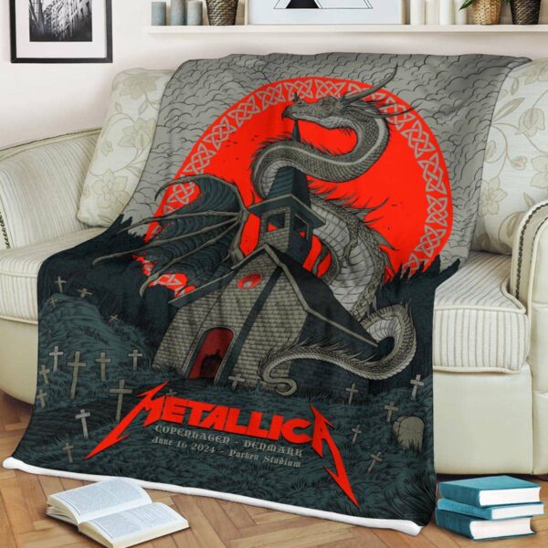 Metallica 2024 World Tour M72 Copenhagen Tonight At Parken Stadium Copenhagen Denmark June 16th 2024 Fleece Blanket