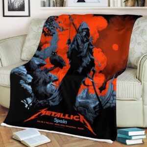 Metallica M72 World Tour M72 Madrid Limited Poster In The Pop-Up Shop Madrid Spain At Estadio Civitas Metropolitano On July 12-14 2024 Fleece Blanket