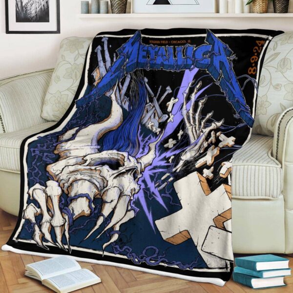 Metallica M72 World Tour M72 North American Tour At Soldier Field Chicago IL For M72 Chicago August 9th 2024 Fleece Blanket