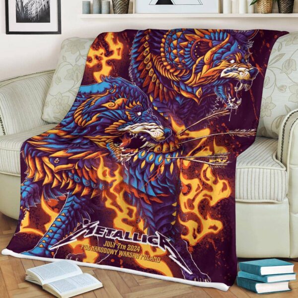 Metallica M72 World Tour No Repeat Weekend M72 Warsaw Poland At PGE Narodowy July 7th 2024 Fleece Blanket