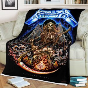 Metallica Ride The Lightning Celebration Poster Creeping Death By Miles Tsang Fleece Blanket