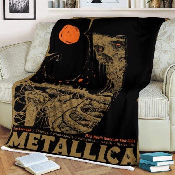 Metallica World Tour M72 North America Tour 2024 At M72 Foxborough Godmachines Fleece Blanket