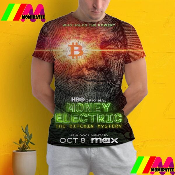 Official Poster HBO Documentary Money Electric The Bitcoin Mystery October 8th 2024 All Over Print Shirt