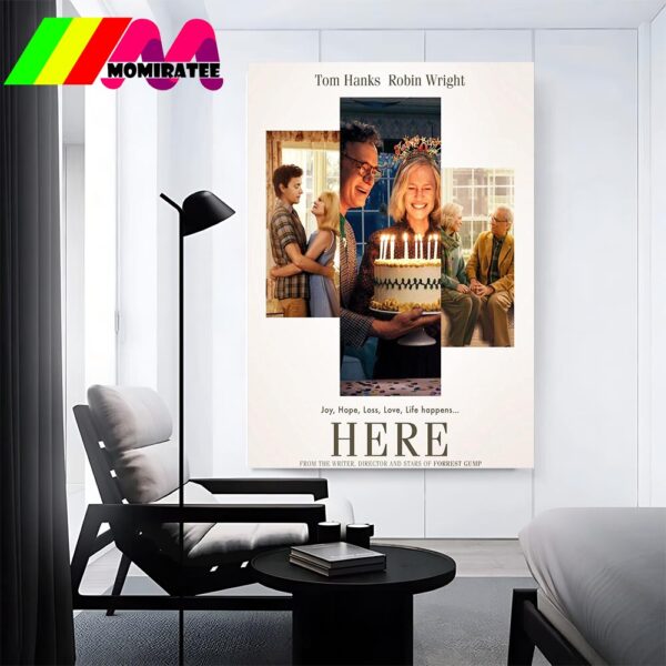 Official Poster Here Movie Of Robert Zemeckis With Starring Tom Hanks And Robin Wright Home Decor Poster Canvas