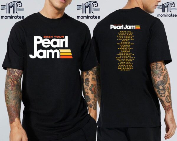 Pearl Jam Dark Matter World Tour 2024 Address List Two Sides Classic Music T-Shirt