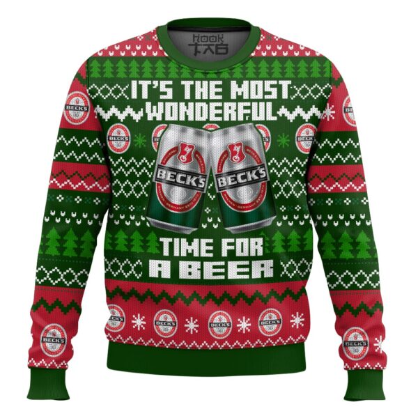 Beck’s Its the Most Wonderful time for a Beer Best Holiday Christmas Ugly Sweater Gifts For Family