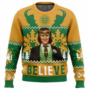 Believe Loki Marvel Gifts For Family Holiday Christmas Ugly Sweater