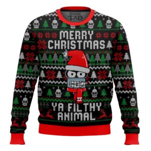 Bender Futurama Merry Christmas ya Filthy Animal Best Holiday Christmas Ugly Sweater Gifts For Family