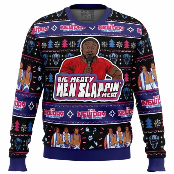 Big Meaty Men Slappin Meat The New Day Gifts For Family Holiday Christmas Ugly Sweater