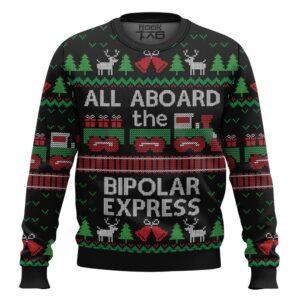 Bipolar Express Gifts For Family Holiday Christmas Ugly Sweater