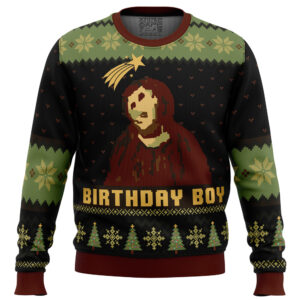 Birthday Boy The Ruined Fresco Of Jesus Gifts For Family Holiday Christmas Ugly Sweater