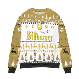 Bitburger Beer Logo Reindeer Pattern Gifts For Family Holiday Christmas Ugly Sweater