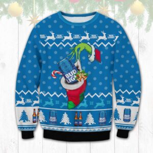 Bud Light Grinch Hand Best Holiday Christmas Ugly Sweater Gifts For Family